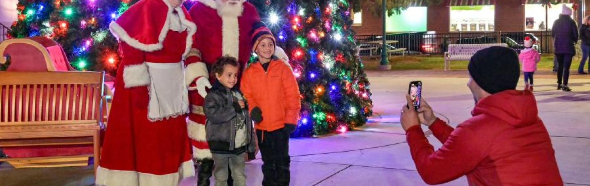 Santa and Mrs. Claus at tree lighting