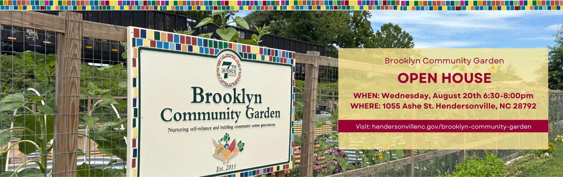 Brooklyn Community Garden banner with photo from garden
