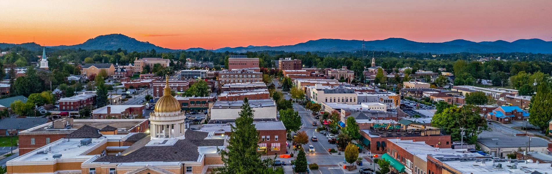 aerial of downtown Hendersonville