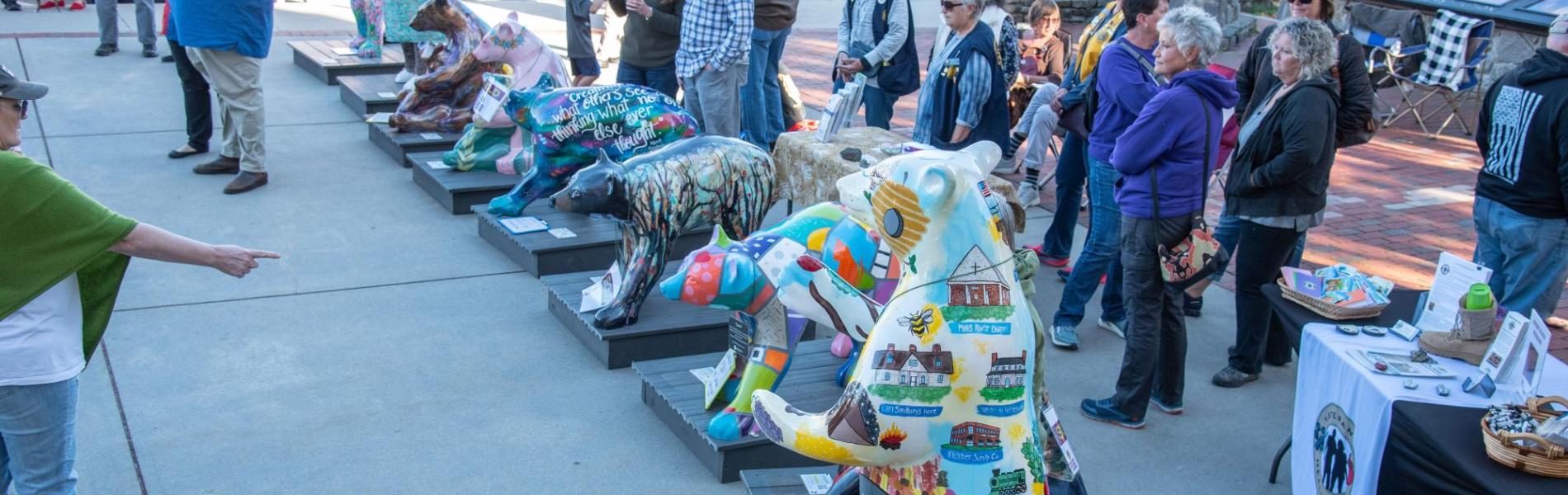 painted fiberglass bears on plaza