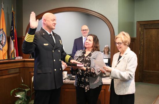 Fire Chief being sworn in