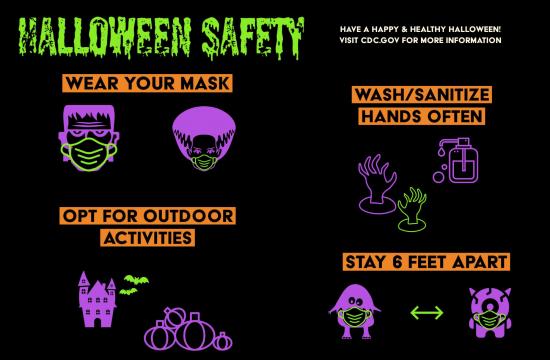 neon monsters wearing facemasks