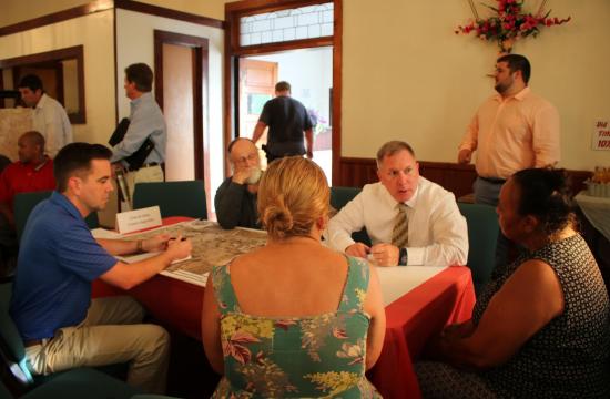group of people talking