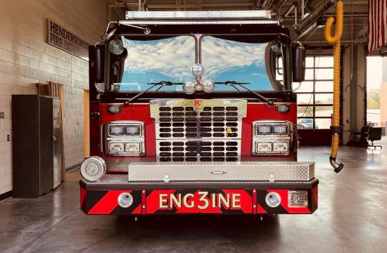 fire engine in bay