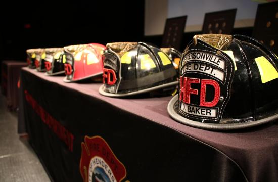Fire Helmets on a table