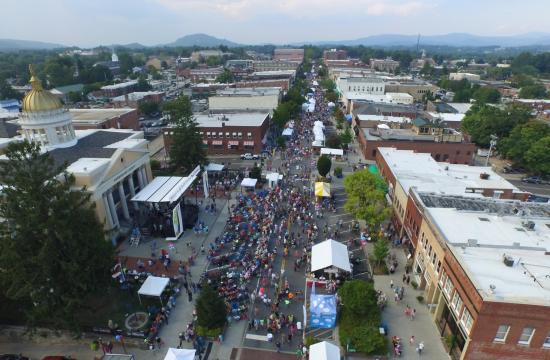 aerial photo of the apple festival