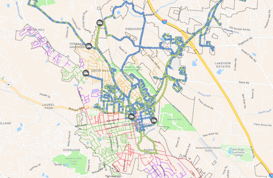 map of hendersonville with garbage routes