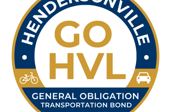 Logo for bond referendum with text GO HVL and icons of a bicycle, car and crosswalk