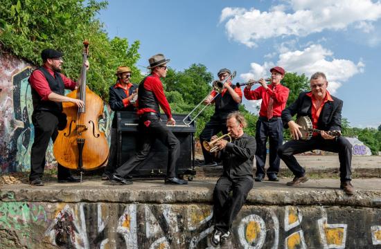 Firecracker Band with 7 guys playing instruments