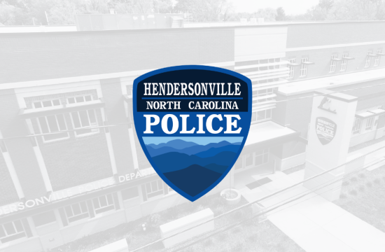 Police Department Patch in front of an image of the police station