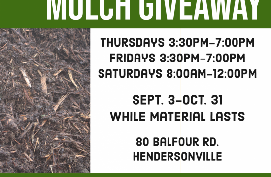 Flyer showing mulch and listing mulch giveaway starting September 3