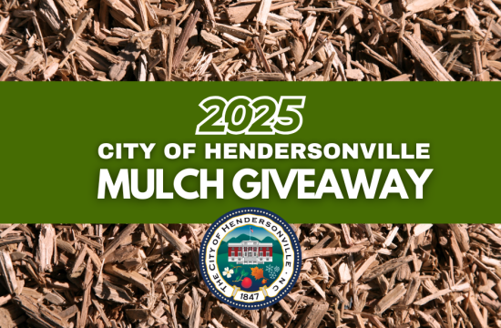 2025 City of Hendersonville Mulch Giveaway Graphic, with Mulch Chips in the background