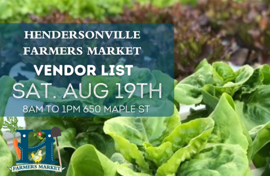 Vendor List for August 19th Hendersonville Farmers Market