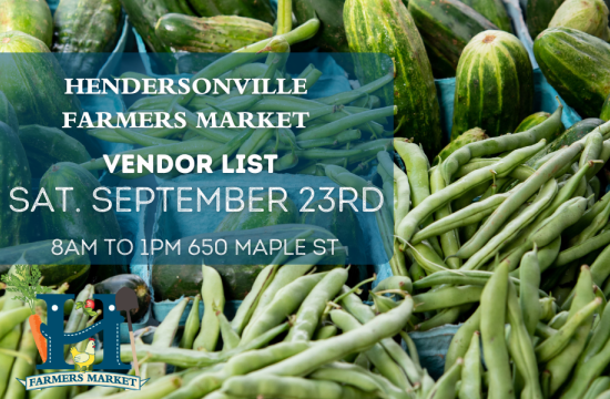 Vendors for September 23rd Hendersonville Farmers Market 