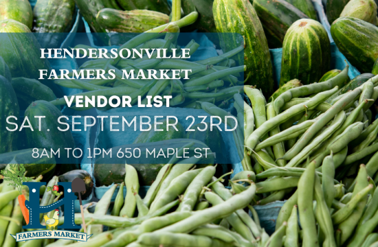 Vendors for September 23rd Hendersonville Farmers Market