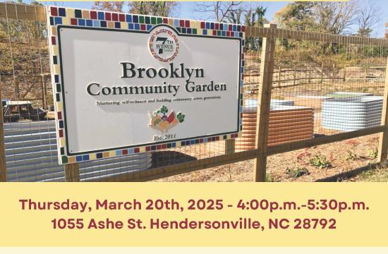 Brooklyn Community Garden banner with photos from garden