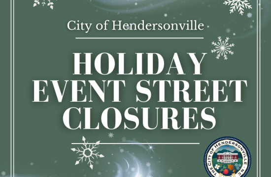 Holiday Event Street Closure graphic with snowflakes