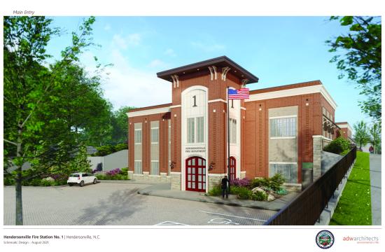 Design of future Fire Station I main entrance.