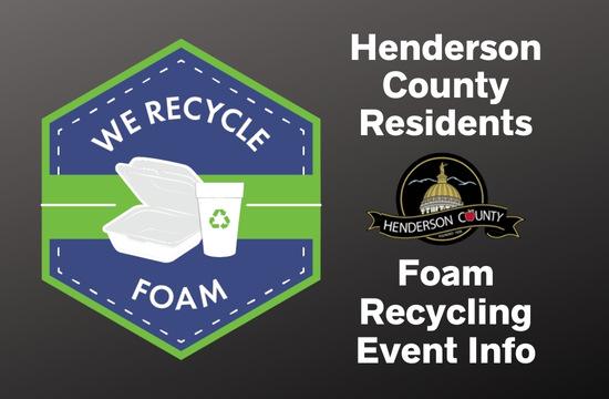 "We Recycle Foam" image with foam cup and carton.