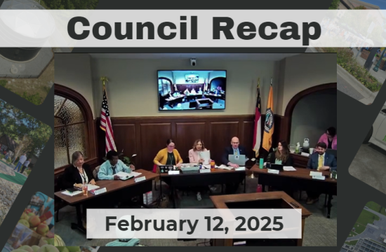 Council Recap graphic with Council members seated at dais. 