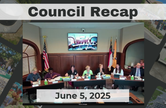 City Council Recap Graphic, showing Council Members seated at a dais.