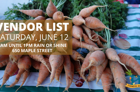 carrots and text that says vendor list for june 15