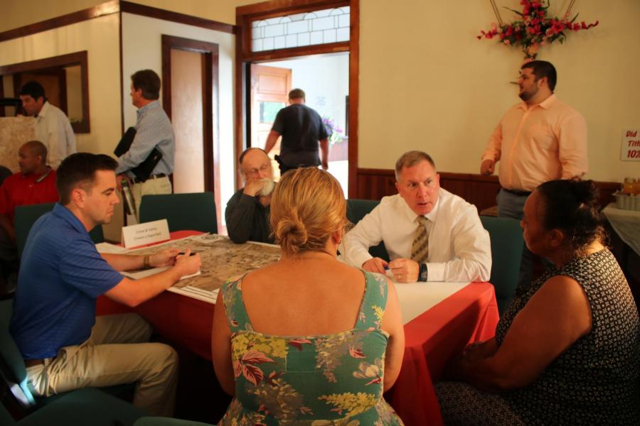group of people talking