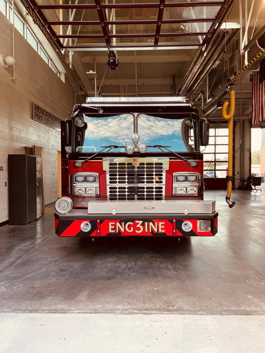 fire engine in bay