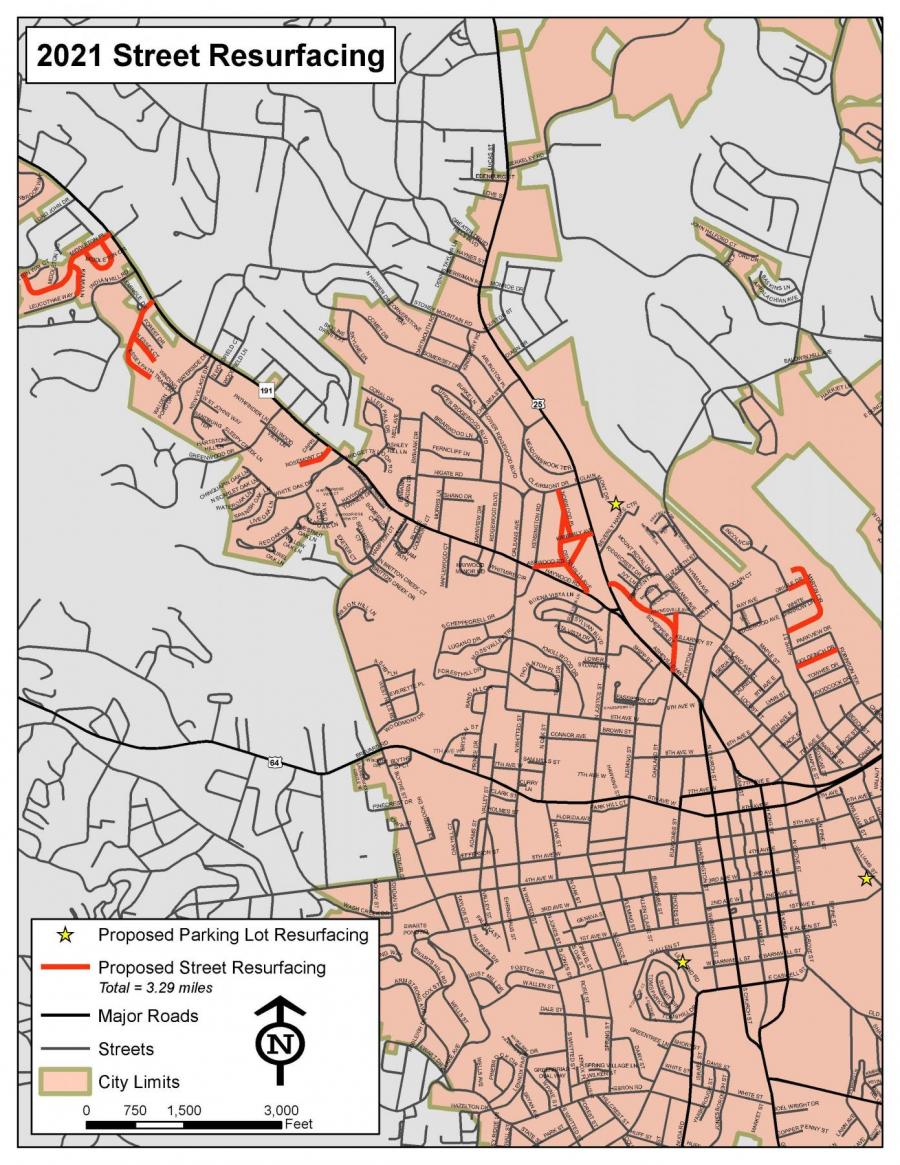 map of hendersonville roads to be paved