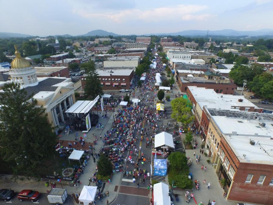 aerial photo of the apple festival