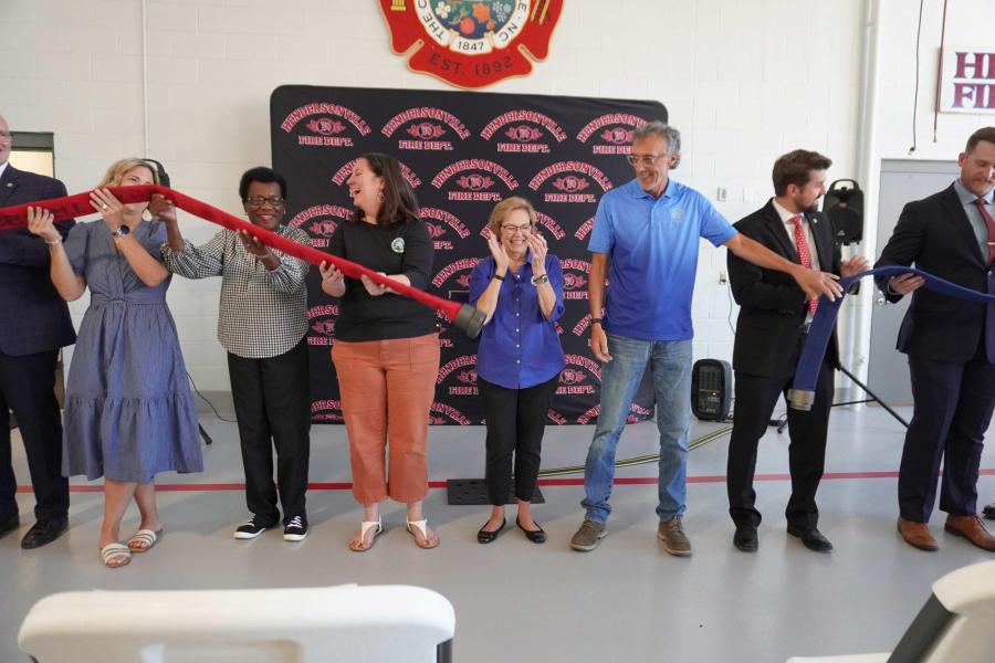 City Council members at a ribbon cutting at a fire department