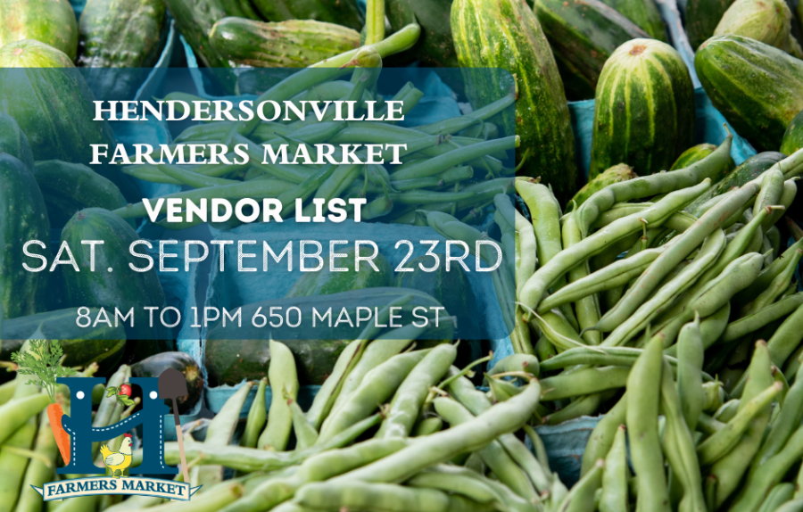 Vendors for September 23rd Hendersonville Farmers Market