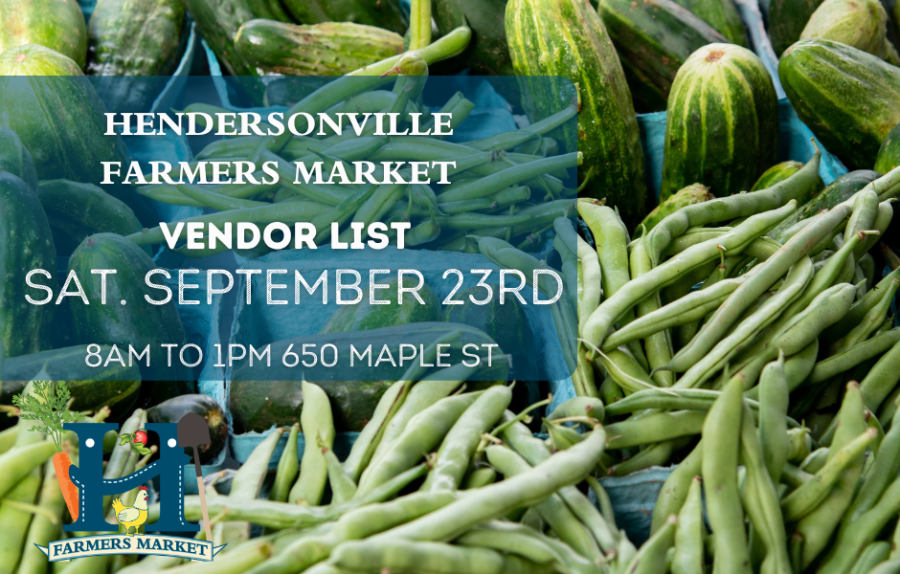 Vendors for September 23rd Hendersonville Farmers Market 