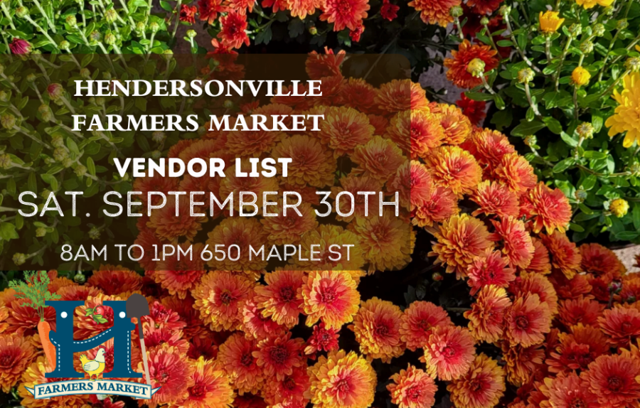 Vendor List for September 30th Hendersonville Farmers Market