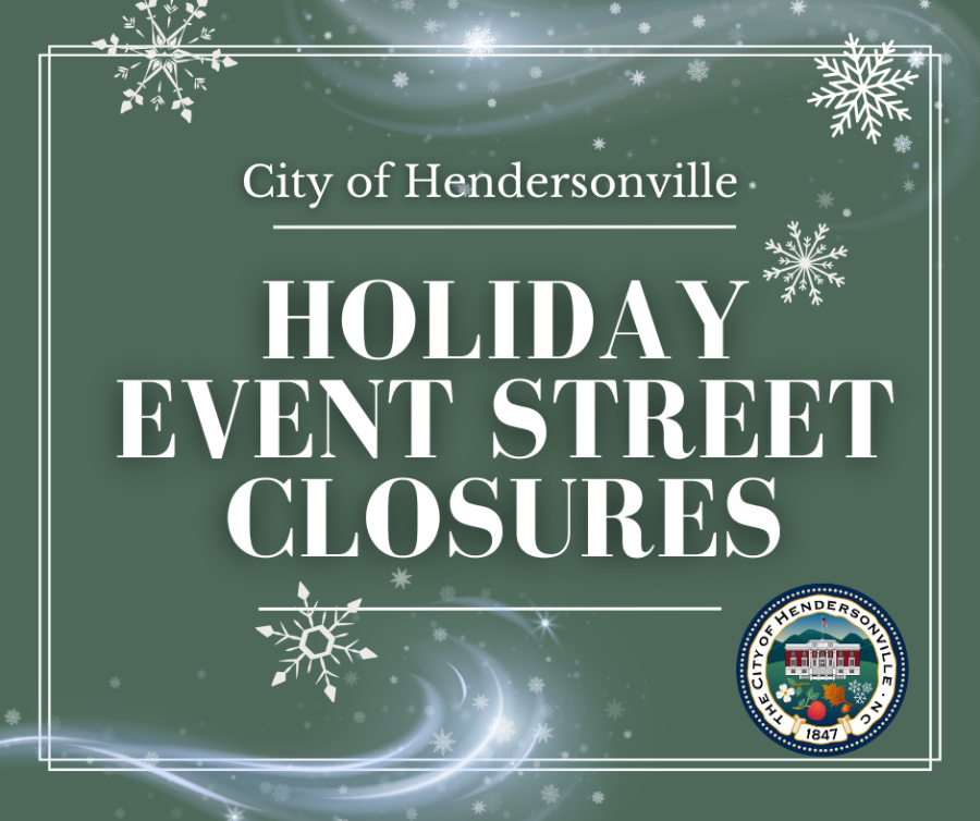 Holiday Event Street Closure graphic with snowflakes