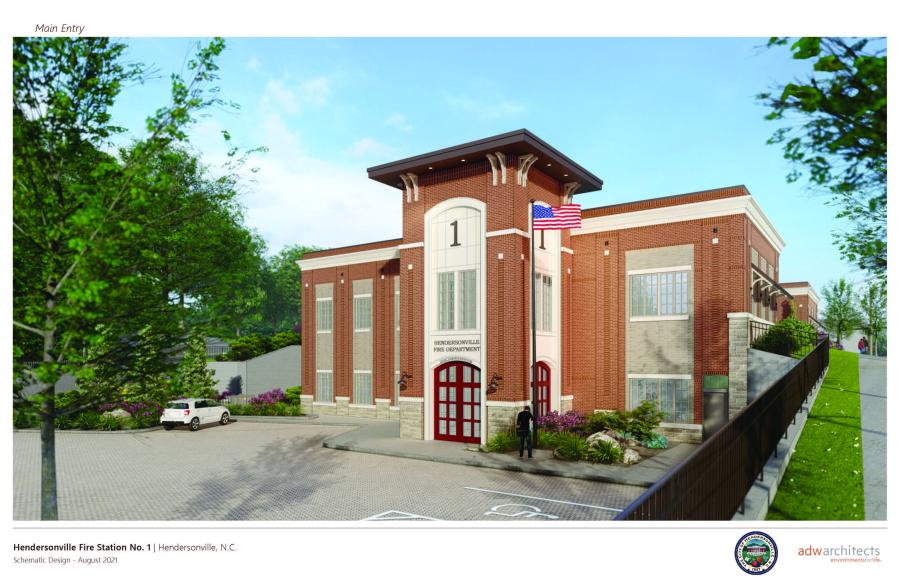 Design of future Fire Station I main entrance.