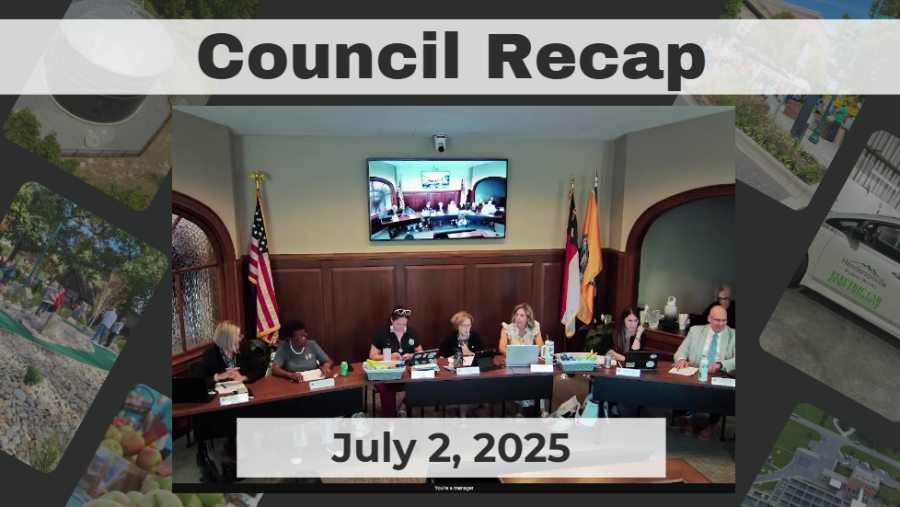 Council Recap thumbnail graphic, showing City Council sitting at dais.