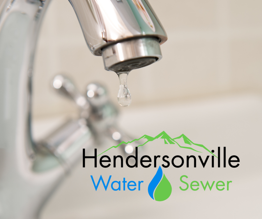 Photo of faucet dripping water with Hendersonville Water and Sewer logo
