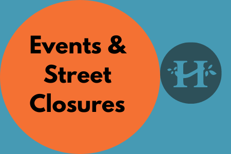 graphic that says "events and street closures"