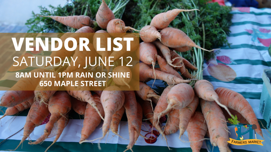 carrots and text that says vendor list for june 15