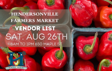 Vendor list for August 26th Hendersonville Farmers Market