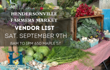 Vendor List September 9th Hendersonville Farmers Market 