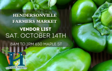 Vendor List for October 14th Hendersonville Farmers Market 