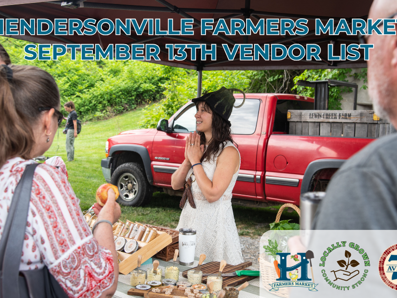 Vendor list for September 13th Hendersonville Farmers Market 
