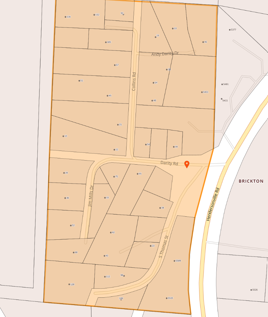 Map of Dairty Rd in Fletcher