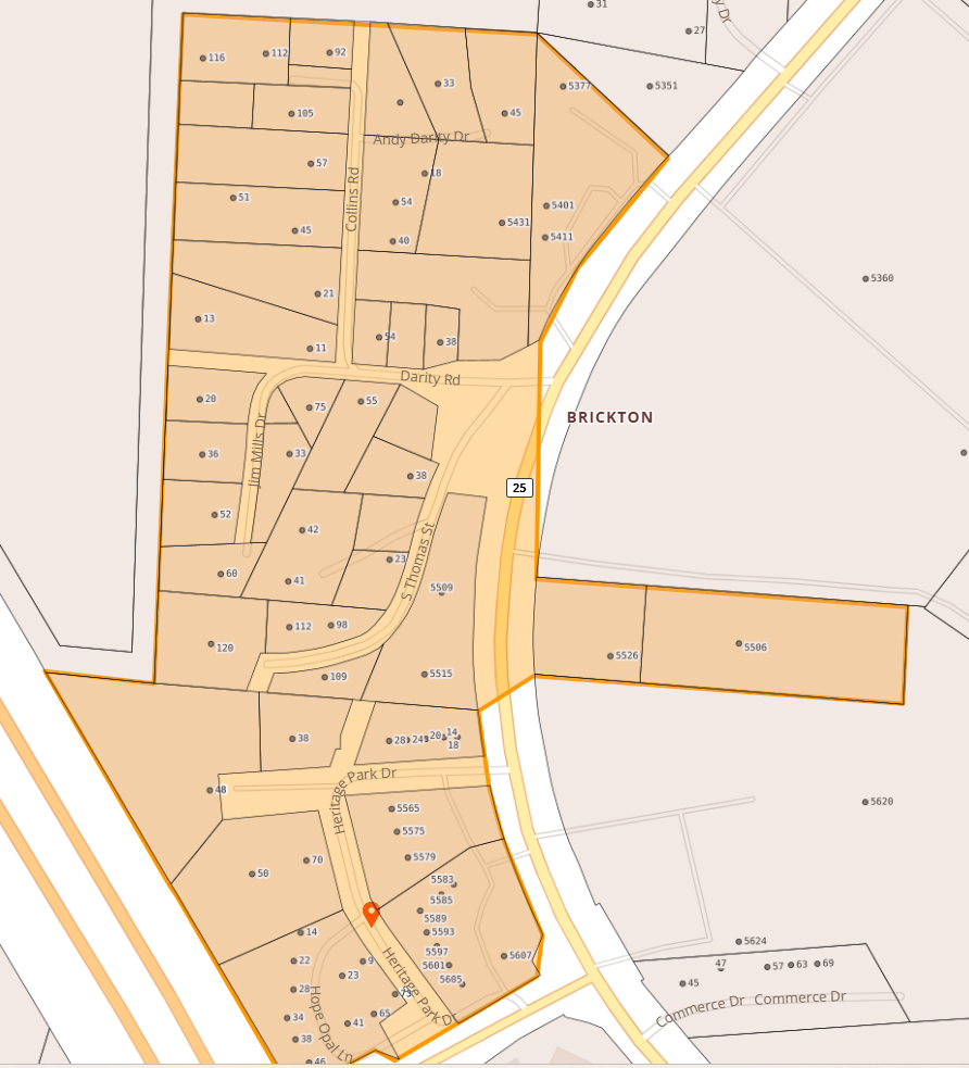 Map of Hendersonville Rd, Heritage Park Dr, Darity Rd area in Fletcher NC 