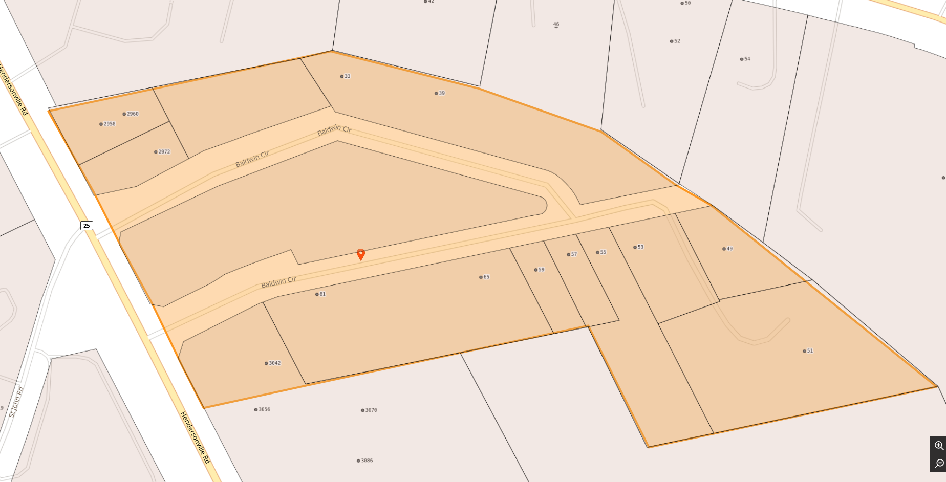 Map of Baldwin Circle in Fletcher