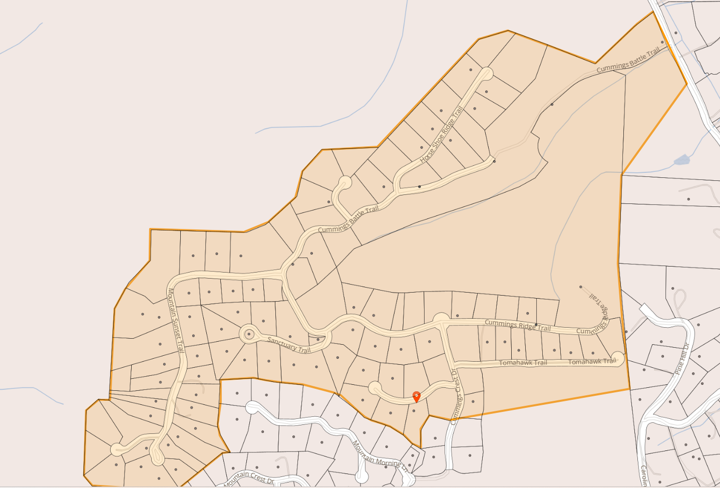 Map of Mountain Elder Ln in Cummings Cove
