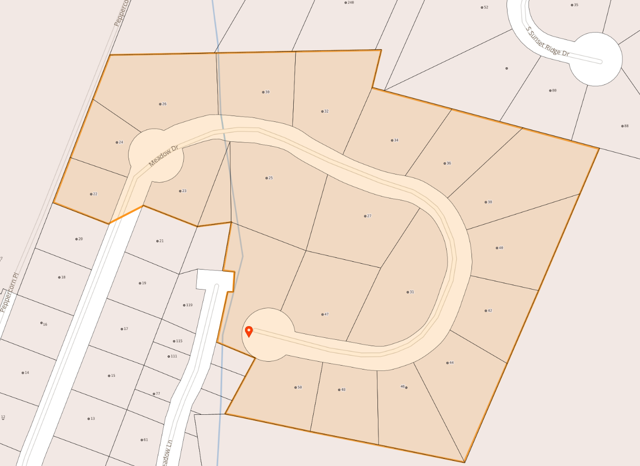 Map of Meadow Dr in Etowah NC