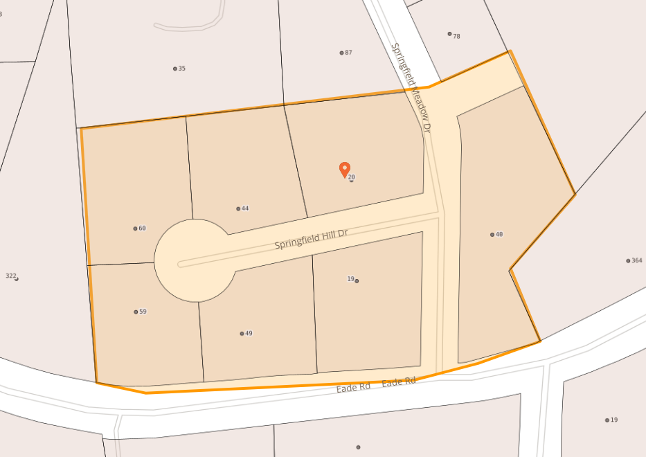 Map of Springfirld  hill drive